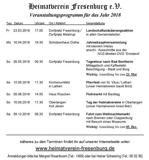 Veranstaltungsprogramm 2018 Veranstaltungsprogramm 2018